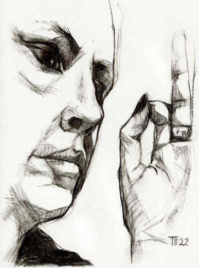 Pensive Profile Sketch by Tore Bahnson