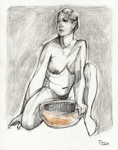 Quiet Nude Figure Drawing by Tore Bahnson