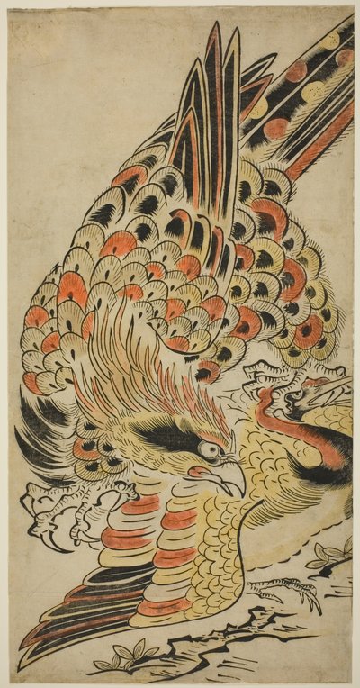 A Hawk Capturing a Crane in Flight by Torii Kiyomasu I