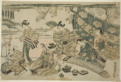 A Picnic Under Cherry Trees by Torii Kiyomitsu I