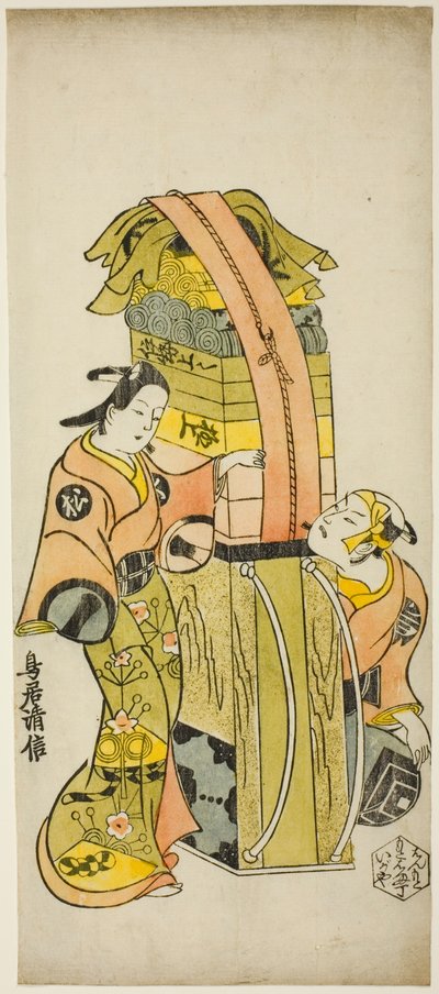 The Actors Ichikawa Danjuro II as Kamada Matahachi and Ichikawa Monnosuke I as Hisamatsu in the Play 