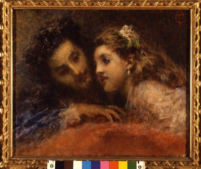 Attraction, a Man Leans Towards a Child in an Accomplice and Reassuring Way. He is Probably a Father and his Daughter (Word of Mouth). Painting by Tranquillo Cremona (1837-1878) Galleria d