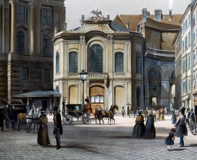 Burgtheater in Vienna Michaelerplatz with Winterreitschule on right by Tranquillo Mollo