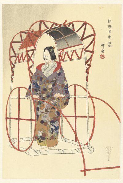 Scene from the No Play Yuya, Hundred Noh Plays (series title) by Tsukioka Kogyo