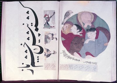 People sleeping and calligraphy, from an album of miniatures, 13th-15th century by Turkish School