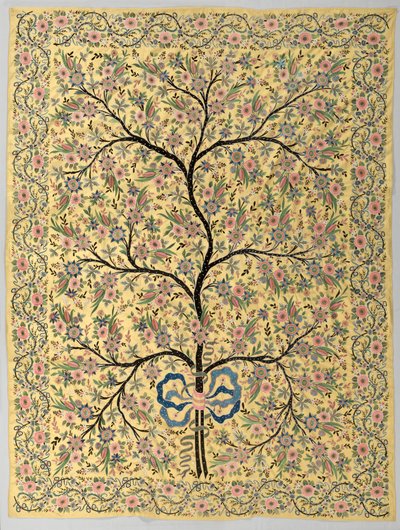 Silk Hanging with Embroidered Tree of Life by Turkish School