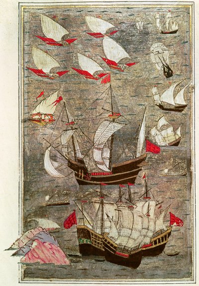 The Ottoman Fleet of Tarik-y Bayezid by Turkish School