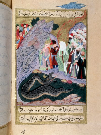 The Prophet Muhammad tames a snake by Turkish School
