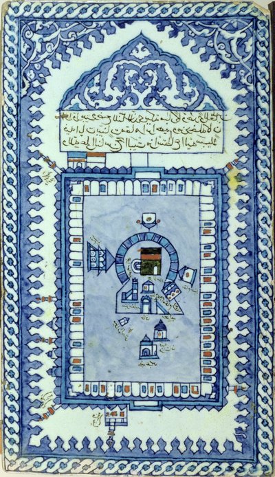 Tile with the Great Mosque of Mecca by Turkish School