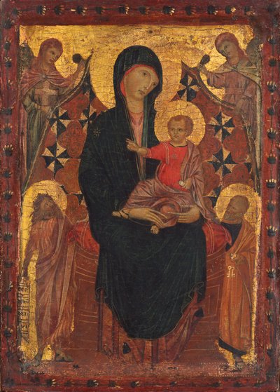 Madonna and Child with Saint John the Baptist, Saint Peter, and Two Angels by Tuscan 13th Century
