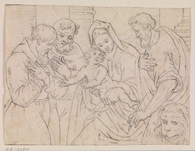 Virgin and Child with Sts Mark, Francis and Dominic? by Ubekendt Ubekendt