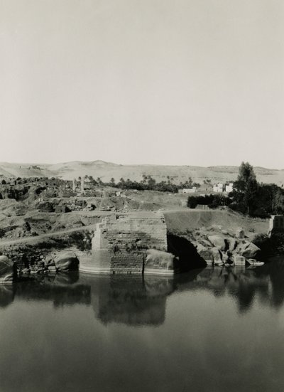 Temple Ruins on Elephantine Island, with Cleopatra Bath in Foreground, Aswan, Egypt by Ugo Monneret de Villard