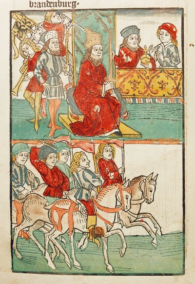 Enfeoffment of the Burgrave of Nuernberg, Friedrich von Hohenzollern, with the March Brandenburg by Emperor Sigismund by Ulrich von Richental