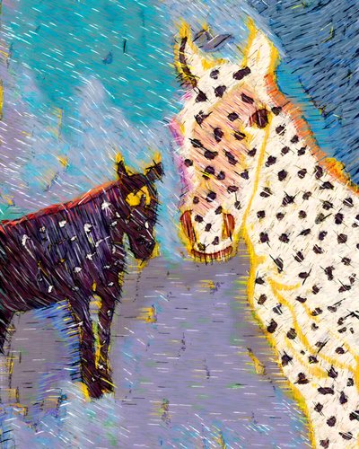 Spotted Mare and Foal by Uma Gokhale