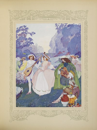 There were shepherds and shepherdesses dancing to the sound of flutes and bagpipes, illustration from 