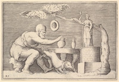 A Faun or Satyr Preparing a Pig for Sacrifice by Unbekannt