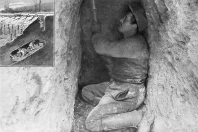 A French sapper digging a tunnel to place a mine under the enemy lines, France by Unbekannt