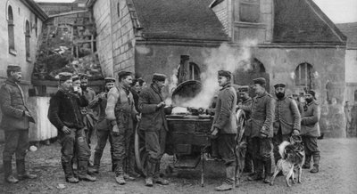 A German Army Field Kitchen in a French Village, World War I by Unbekannt