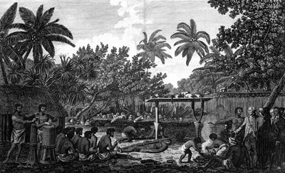 A Human Sacrifice in a Morai, in Otaheite, in the presence of Captain Cook, c1773 by Unbekannt