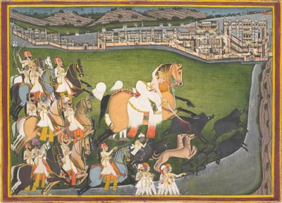A Prince Hunting Boars with His Retinue by Unbekannt