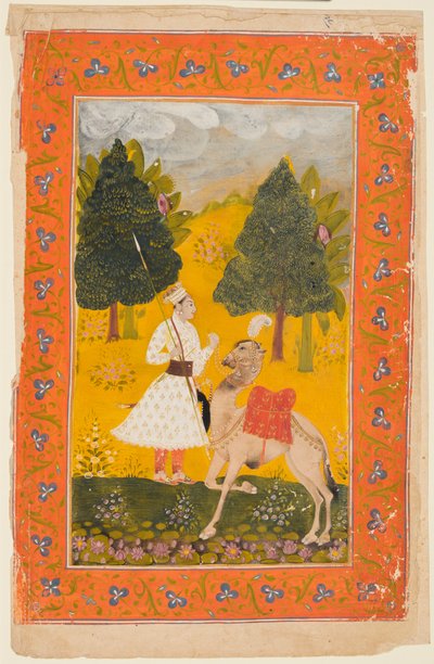 A Rajput Warrior with Camel, Possibly Maru Ragini from a Ragamala, 1650-80 by Unbekannt