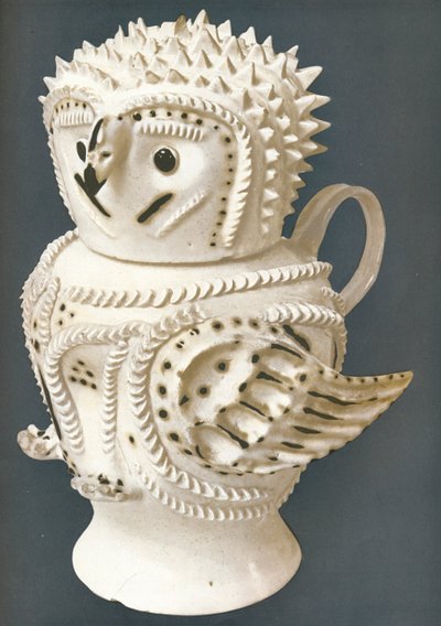 A Salt-Glaze Owl used as a jug, the head for a cup by Unbekannt