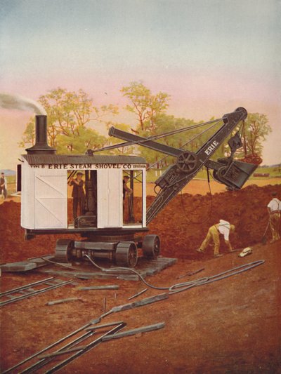 A Steam Excavator at Work on the Edgware Tube Extension by Unbekannt
