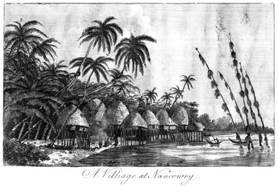 A Village at Nancowry, Nicobar Islands by Unbekannt