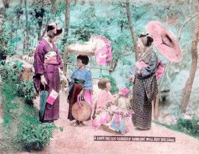 A Cake Seller Dances if Someone Will Buy His Cake, Japan by Unbekannt