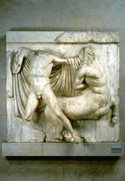 A Fight Between a Human Lapith and a Centaur, Metope from the Parthenon, c440 BC by Unbekannt