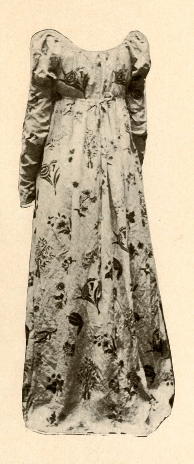 A gown of buff glazed chintz, worn by Madame Chevalier, c. 1795, 1937 by Unbekannt