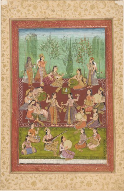 A Group of Women in a Garden, Entertaining Themselves with Music and Dancing by Unbekannt