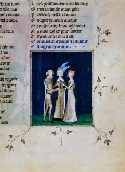 A Knight and a Lady Exchanging Rings, c1350 by Unbekannt