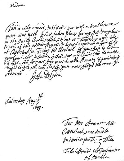 A Letter Written by John Dryden, English Poet by Unbekannt