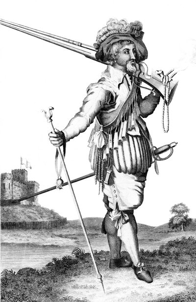 A musketeer on the introduction of fire arms, 1798 by Unbekannt
