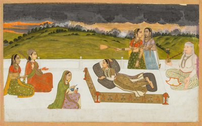 A Princess Reclining on a Terrace with Attendants by Unbekannt