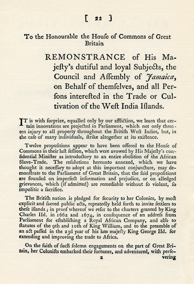 A remonstration of the subject of the slave trade by Unbekannt