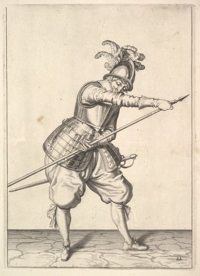 A Soldier Sliding His Right Hand Along the Training-Pike from the Lansquenets Series, Plate 2 by Unbekannt