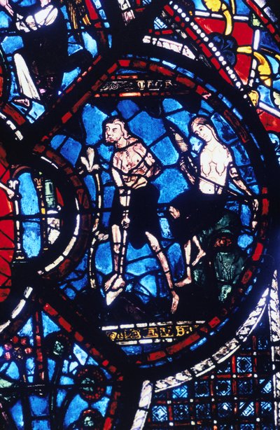Adam and Eve, Stained Glass, Chartres Cathedral, France by Unbekannt