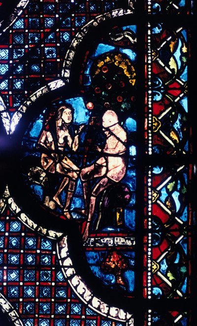 Adam and Eve, Stained Glass, Chartres Cathedral, France, 1205-1215 by Unbekannt
