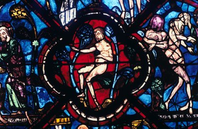 Adam in Eden, Stained Glass, Chartres Cathedral, France, 1205-1215 by Unbekannt