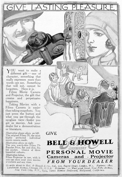 Advert for Bell & Howell personal movie cameras and projectors, 1920s by Unbekannt