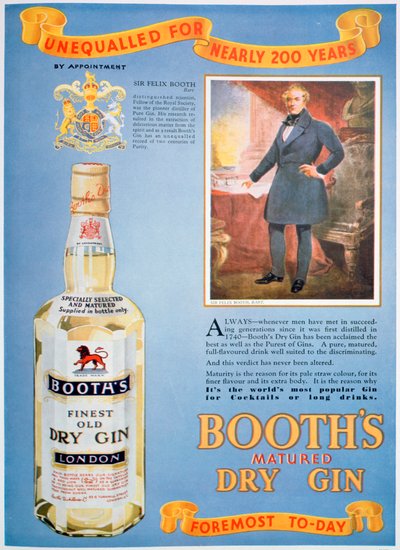 Advert for Booths Gin, 1935 by Unbekannt