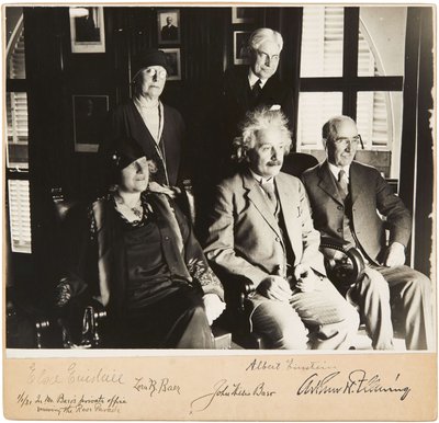 Albert and Elsa Einstein, John and Lora Baer and Arthur H. Fleming, Pasadena, 1 January 1931 by Unbekannt