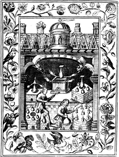 Alchemical Laboratory Showing Various Forms of Furnace and Vessels by Unbekannt