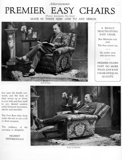 An advertisement for Premier easy chairs, 1926 by Unbekannt