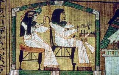 An Image on an Egyptian Papyrus of Draughts-Playing, Ani