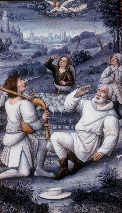 Angel summoning the shepherds to the Nativity by Unbekannt
