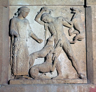 Archaic metope showing Actaeon and Artemis, 5th century BC by Unbekannt