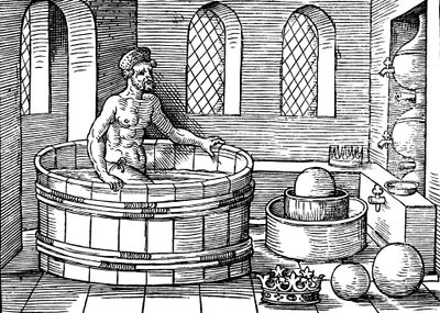 Archimedes, Ancient Greek Mathematician and Inventor, in His Bath by Unbekannt